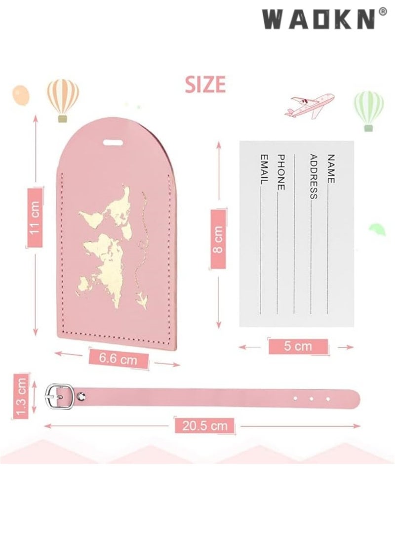WAOKN 2 Set Passport Wallets Travel Holder and Luggage Tags Passport Covers Travel Luggage Tags Suitcase Tag for Couples Wedding Bridal Shower Gift,Luggage Tags,PU Leather Personalized Suitcase Tag Set, Travel Tags with Name ID Card and Sturdy Buckle Straps, Suitcases Identifier ID Labels,Travel Essentials Bundle: 2 Luggage Tags & 2 Airplane Passport Covers - Securely Organize & Protect Your Travel Documents & Luggage with Stylish & Practical Tags & Holders - Image 3